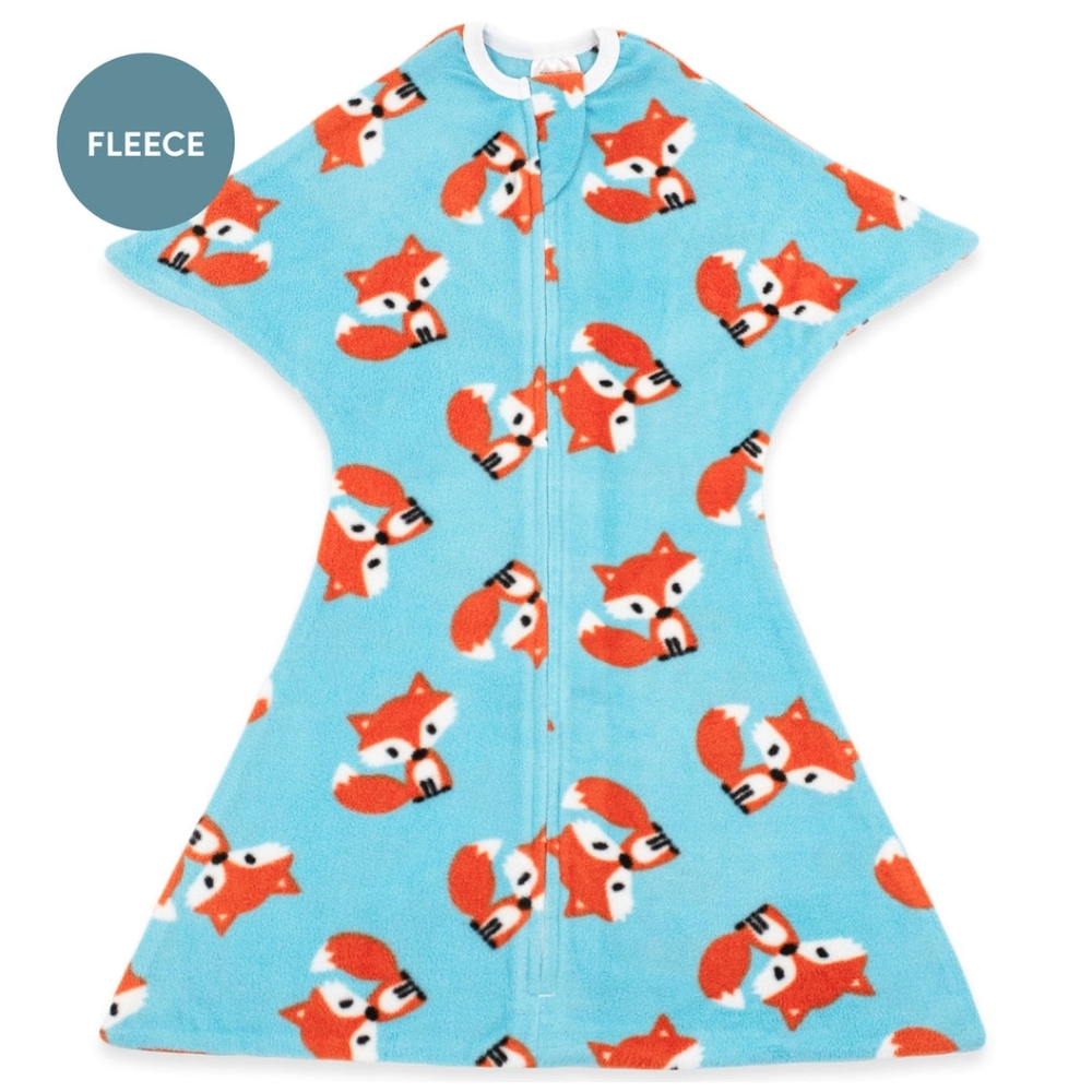 BUNDLE (2) FLEECE  Zipadee Zip Swaddle Transition Sleep Sack Racoon & Fox Prints